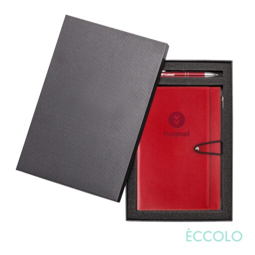 Eccolo® Slide Journal/Clicker Pen Gift Set - (M) Red-1