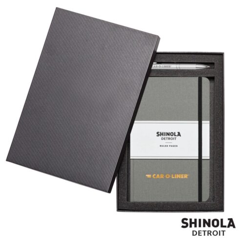 Shinola® HardCover Journal/Clicker Pen Gift Set - (M) Light Gray
