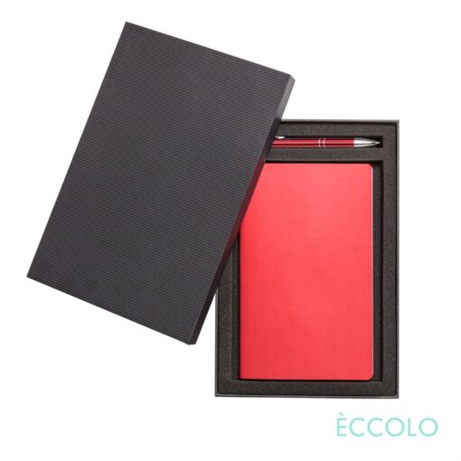 Eccolo® 4 x Single Meeting Journal/Clicker Pen Gift Set - (M) 6"x8" Red-2