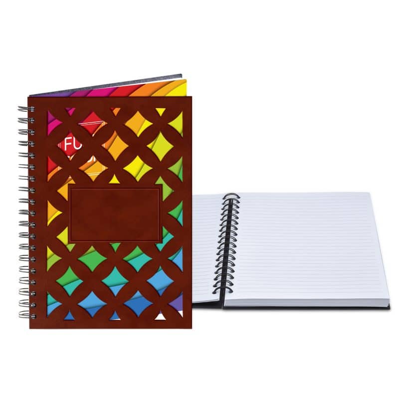 Custom 7" x 10" Venetian Diamond Leather Spiral Journal - 3