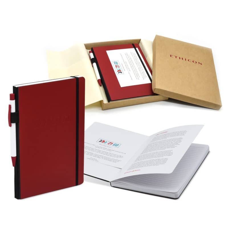 Custom Contempo Bookbound Leather Cover Journal with Matching Color Flat Elastic Closure