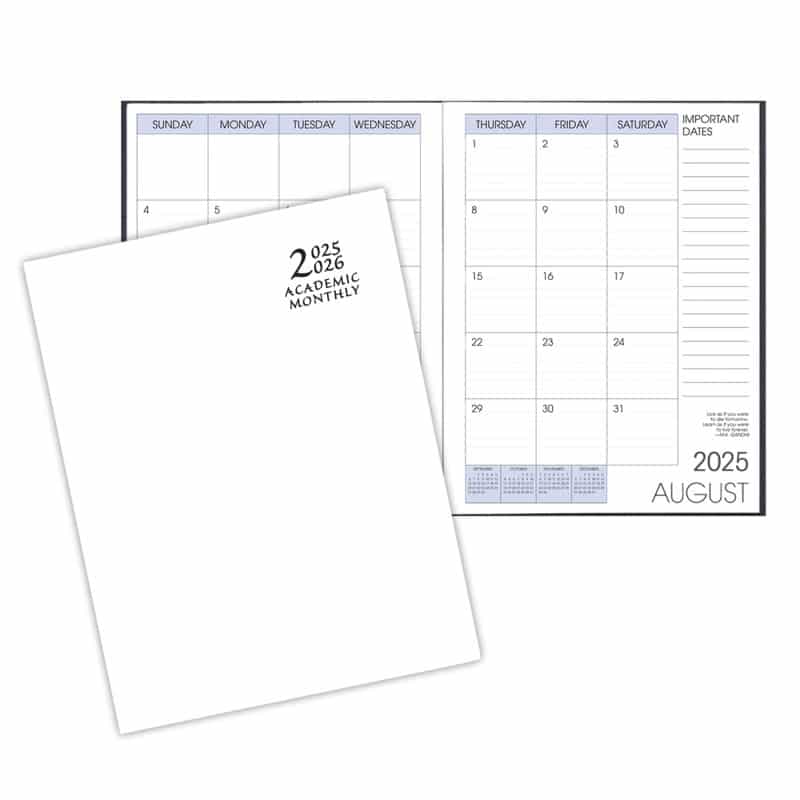 Custom Academic Saddle Stitched Monthly Desk Planner w/ White Economy Cover - 1