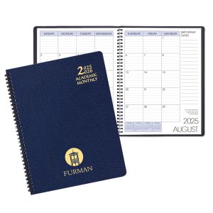 Custom Academic Wire Bound Monthly Desk Planner w/ Leatherette Cover
