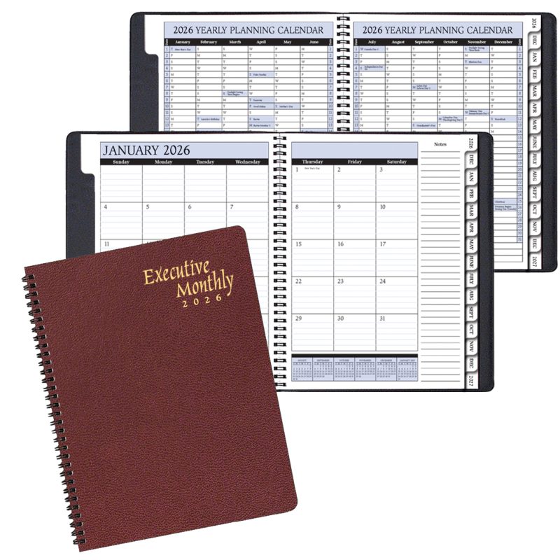 Custom Executive Monthly Planner w/ Leatherette Cover - 1