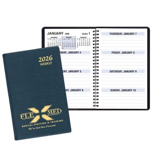 Custom Large Print Weekly Desk Planner w/ Continental Vinyl Cover