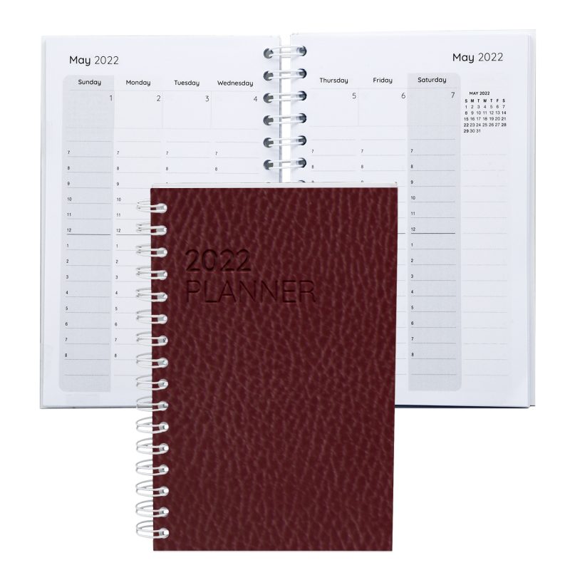 Custom Leather Spiral Weekly Planner 5.25" x 8.25" - 5