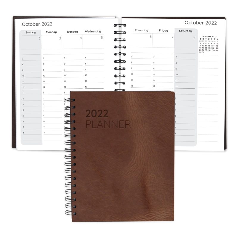 Custom Leather Spiral Weekly Planner - 7