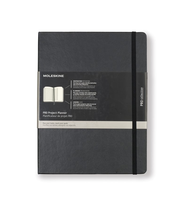 Custom Moleskine® Hard Cover Ruled XL Professional Project Planner - Black - 1