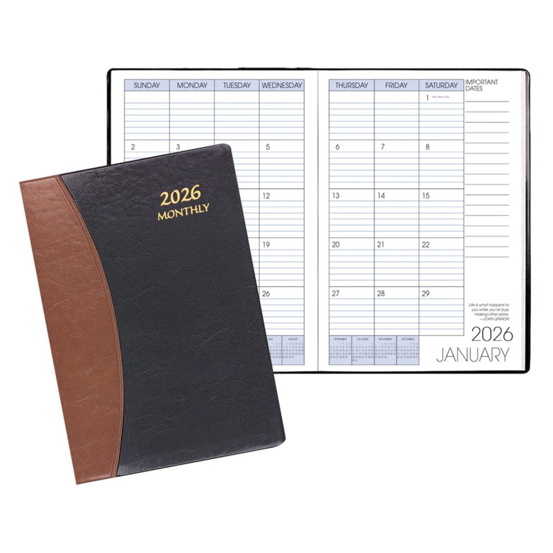 Custom Monthly Desk Refillable Appointment Planner W/ Carriage Vinyl Cover - 1