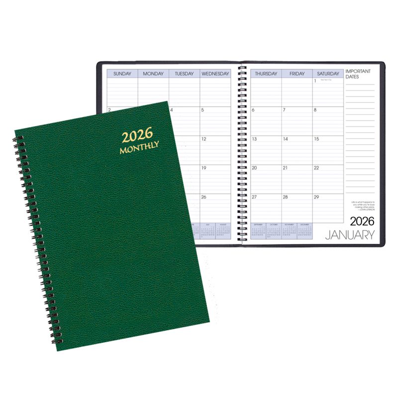 Custom Monthly Desk Wire Bound Appointment Planner w/ Leatherette Cover - 1