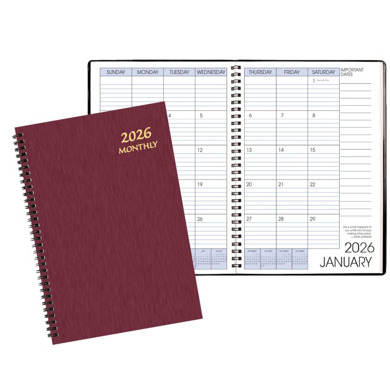 Custom Monthly Desk Wire Bound Appointment Planner w/ Shimmer Cover - 1