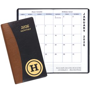 Custom Monthly Pocket Planner w/ Carriage Vinyl Cover - Upright Format