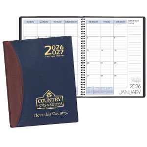 Custom Two Year Monthly Desk Planner w/ Carriage Vinyl Cover