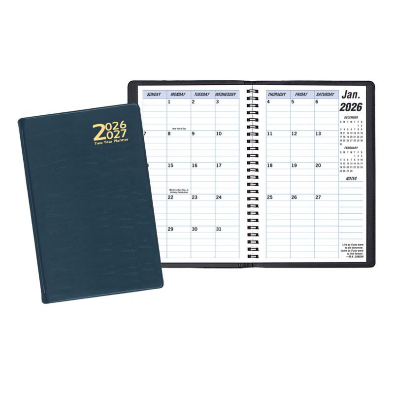 Custom Two Year Monthly Desk Planner w/ Continental Vinyl Cover - 1