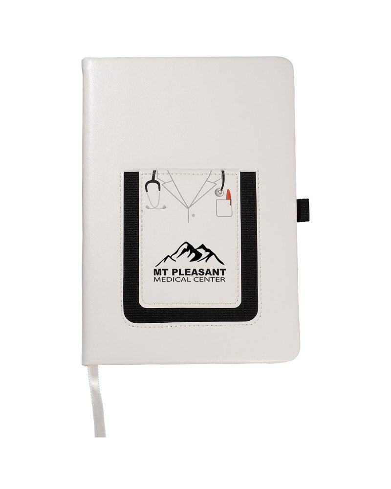 Custom Medical Theme Journal Notebook With Cell Phone Pocket 5.8" X 8.3"