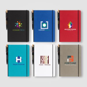 Custom Recycled Kraft Paper Cover Journal & Pen Set - A5 5.9" x 8.3" - Full-Color Inkjet