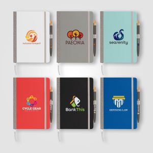 Custom Steinbeck Recycled Hard Cover Journal & Pen Set - A5 5.9" x 8.3" - Full-Color Inkjet