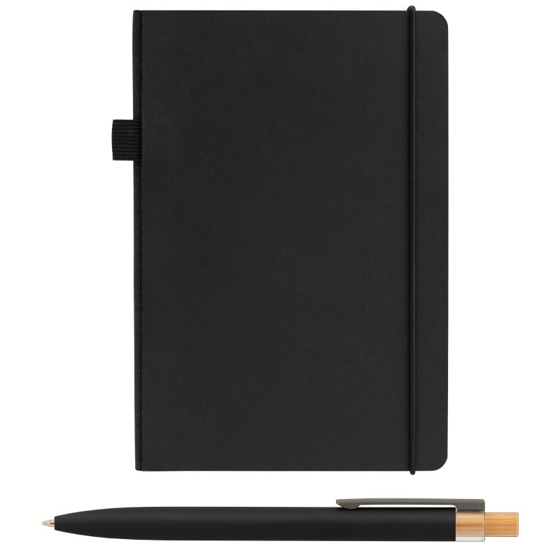 Custom Recycled Kraft Paper Cover Journal & Pen Set - A5 5.9" x 8.3" - Full-Color Inkjet - 1