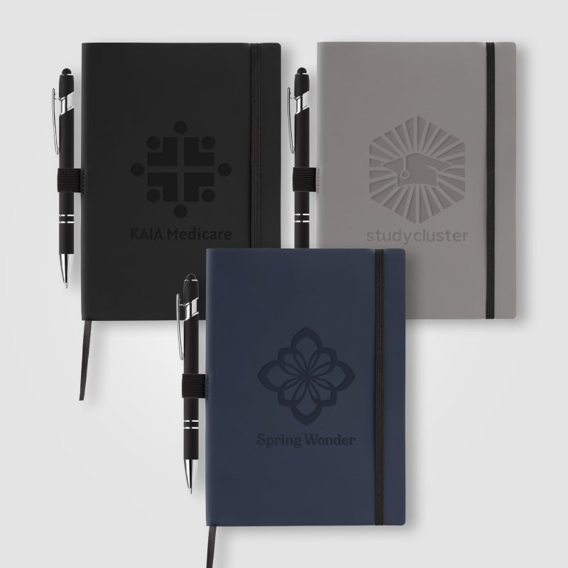 Custom Hemingway Recycled Soft Cover Journal & Pen Set - A5 5.5" x 8.3" - Debossed