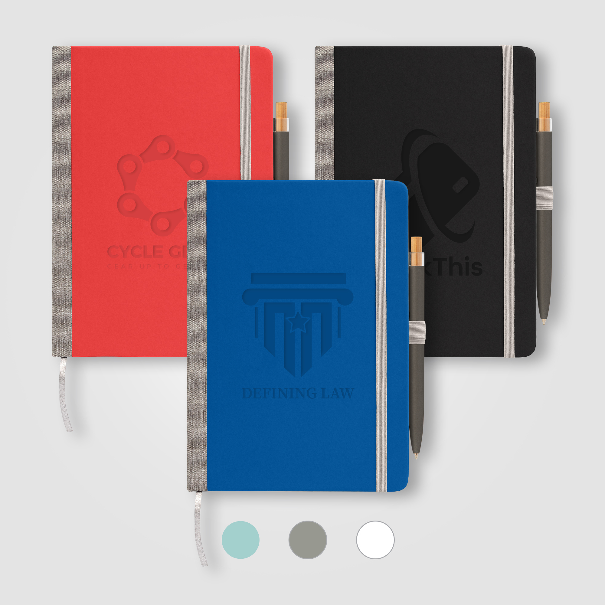 Custom Steinbeck Recycled Hard Cover Journal & Pen Set - A5 5.9" x 8.3" - Debossed