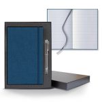 Custom Castelli Linen Banded Medio Lined White Page Journal Gift Set - 1