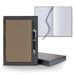 Custom Castelli Linen Banded Medio Lined White Page Journal Gift Set - 2