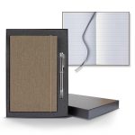 Custom Castelli Linen Banded Medio Lined White Page Journal Gift Set - 3
