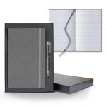 Custom Castelli Linen Banded Medio Lined White Page Journal Gift Set - 7
