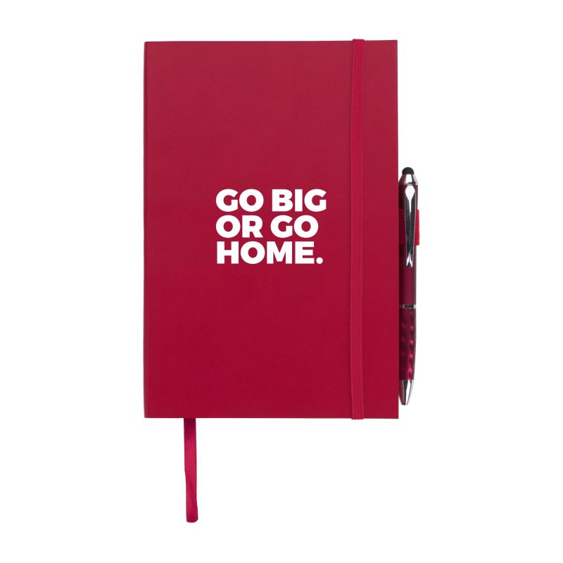 Custom Good Value™ Color Edge Journal with Metallic Stylus Pen - 8