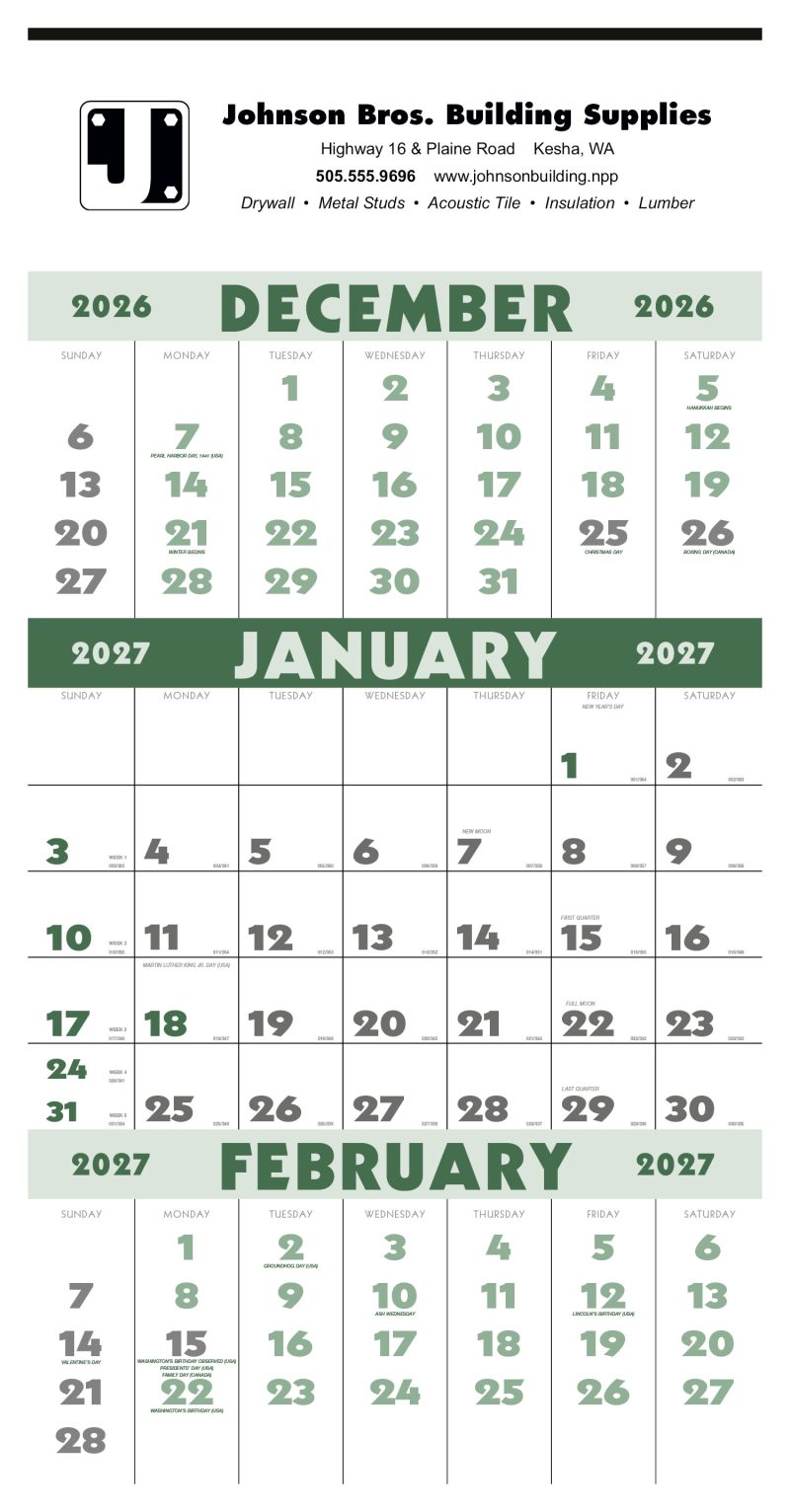 Custom Triumph® Calendars 3-Month Planner (12 Sheet) - 1