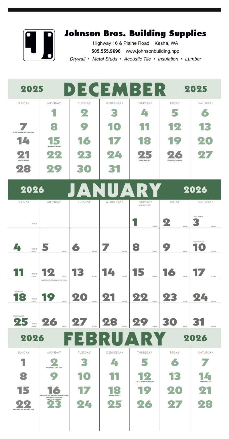 Custom Triumph® Calendars 3-Month Planner (12 Sheet)