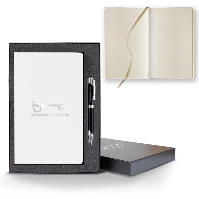 Custom Castelli Matra Slim Medio Lined Ivory Page Journal Gift Set - 4