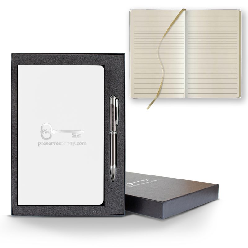 Custom Castelli Matra Slim Medio Lined Ivory Page Journal Gift Set - 5