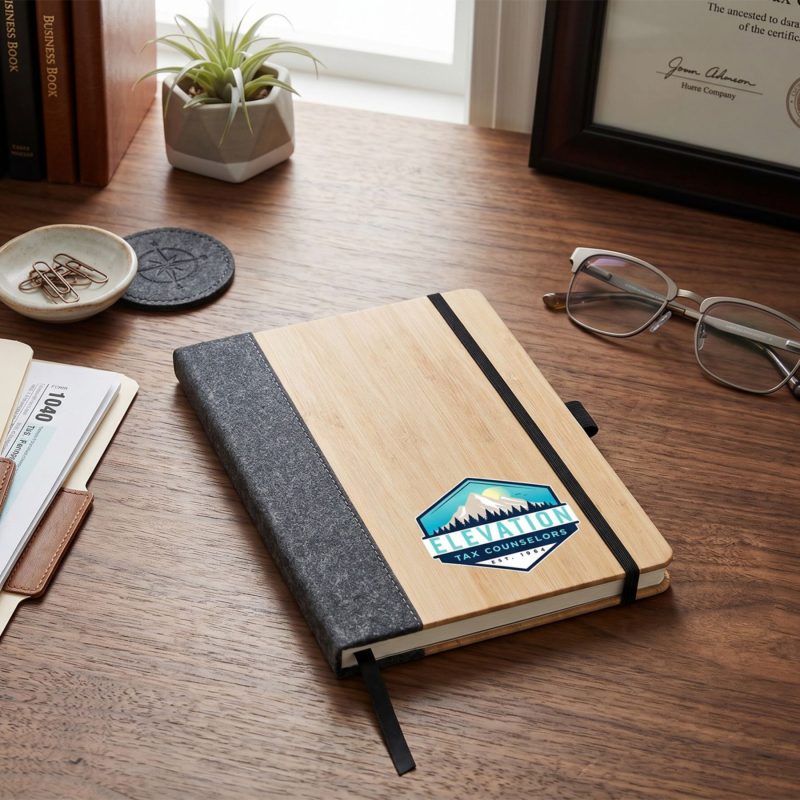 Custom Fc Saratoga Horizon Bamboo & Leather Journal - 6