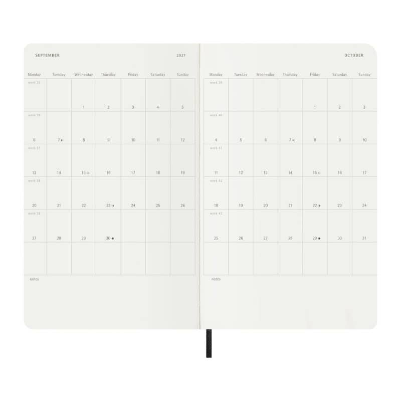 Custom Moleskine Soft Cover Large 12-Month Weekly 2027 Planner - Black - 4