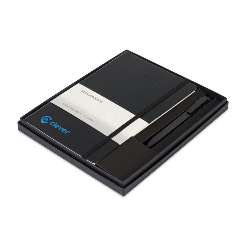 Custom MoleskineHard Cover Large 12-Month Weekly 2027 Planner and GO Pen Gift Set - Black