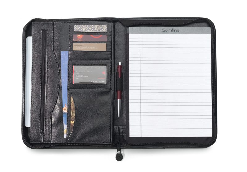 Custom Deluxe Executive Vintage Leather Padfolio - Black - 2