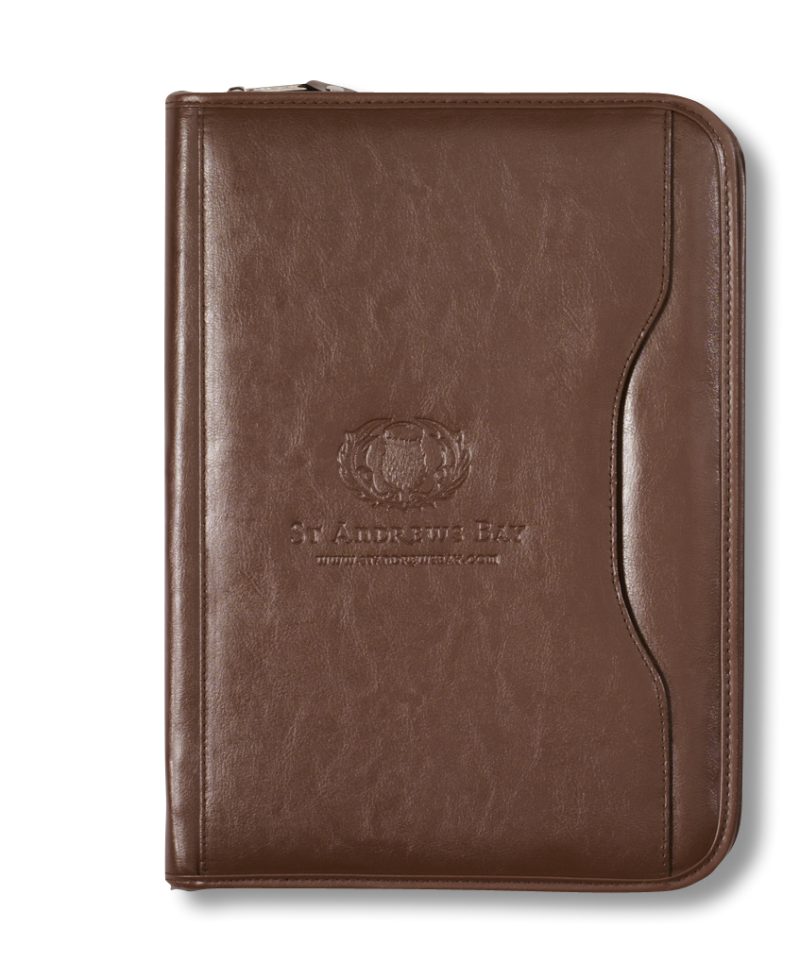 Deluxe-Executive-Vintage-Leather-Padfolio-Brown-2701 Custom Deluxe Executive Vintage Leather Padfolio - Brown