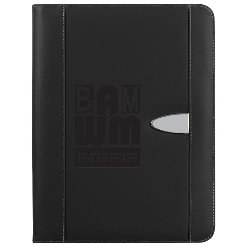 Custom Eclipse Bonded Leather Zippered Portfolio With Calculator - 2