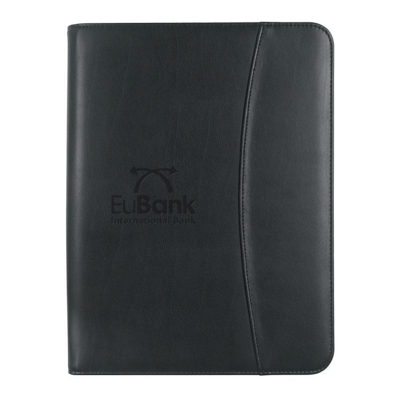 Custom Leather Look 8 ½" X 11" Zippered Portfolio With Calculator - 2
