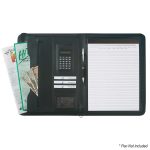 Custom Leather Look 8 ½" X 11" Zippered Portfolio With Calculator - 3