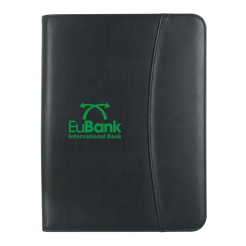 Custom Leather Look 8 ½" X 11" Zippered Portfolio With Calculator - 4