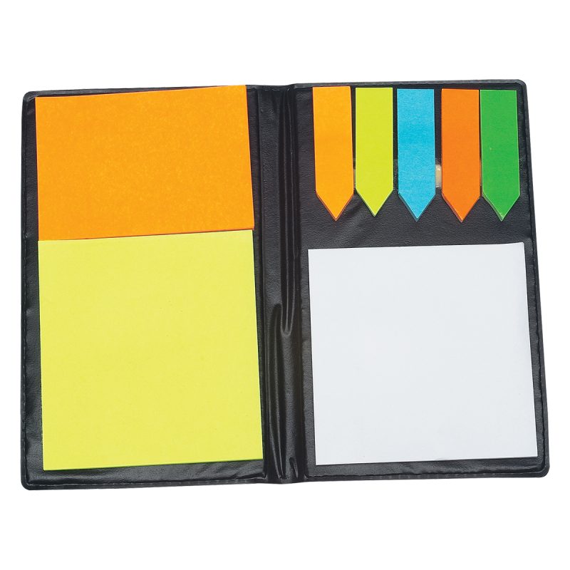 Custom Leather Look Padfolio With Sticky Notes & Flags - 2