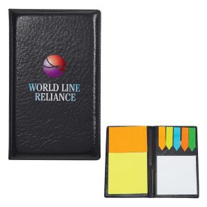Custom Leather Look Padfolio With Sticky Notes & Flags