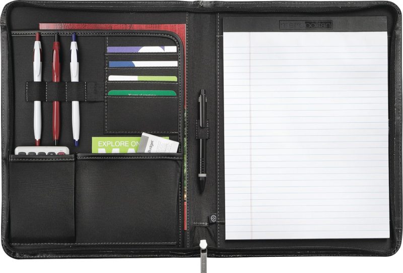 Custom Metropolitan Leather Zippered Padfolio with FSC® Mix Paper - 4