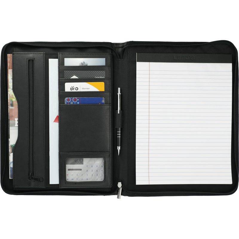 Custom Millennium Leather Zippered Padfolio with FSC® Mix Paper - 4