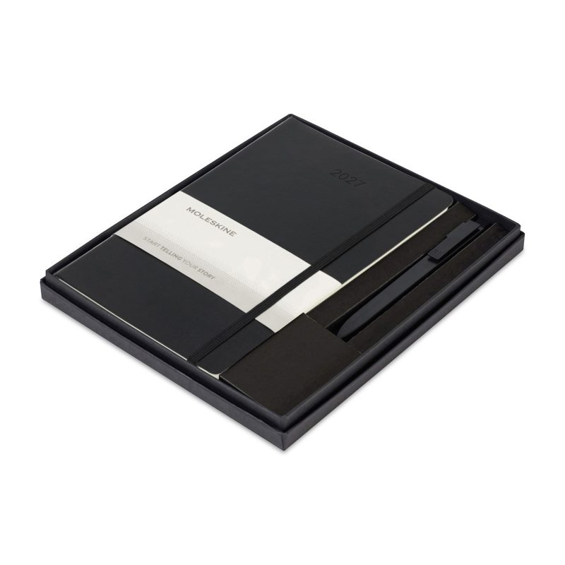 Custom Moleskine Soft Cover Large 12-Month Weekly 2027 Planner and GO Pen Set - Black - 1