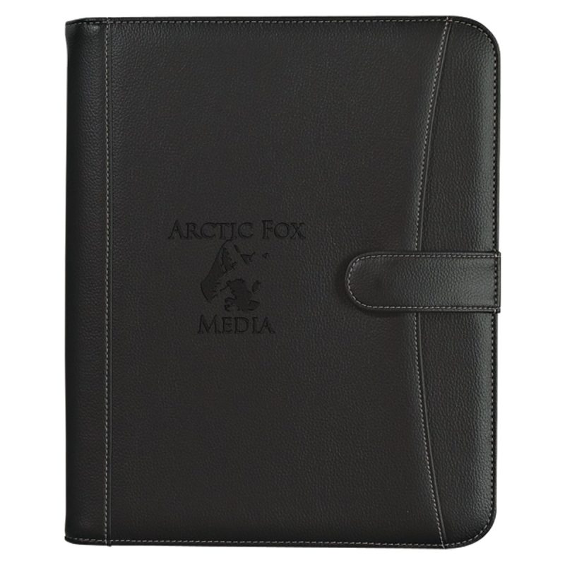 Custom Pebble Grain Zippered Portfolio With Calculator - 1