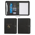 Custom Pebble Grain Zippered Portfolio With Calculator