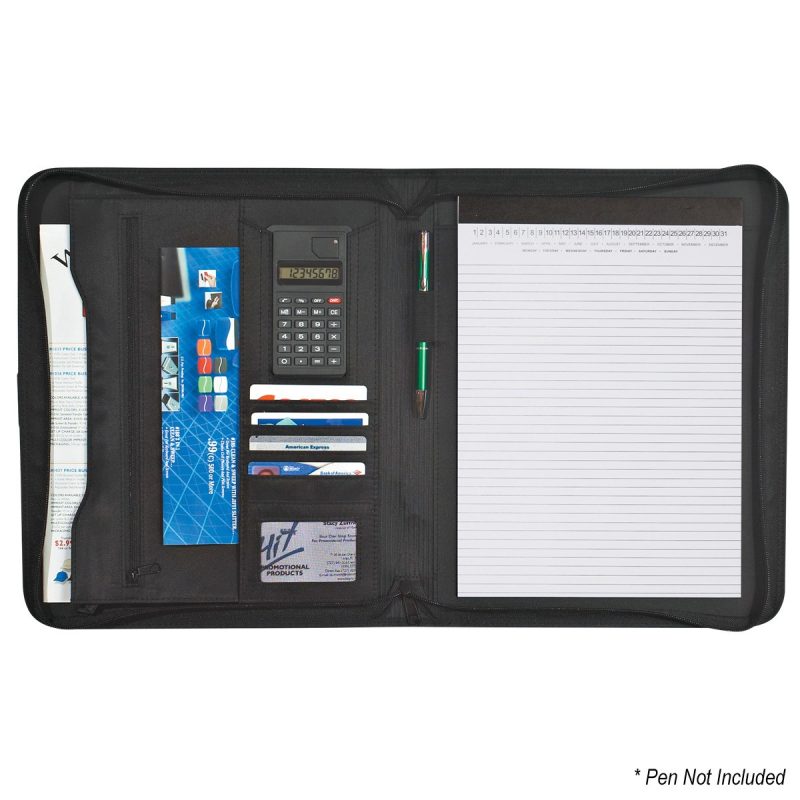 Custom Pebble Grain Zippered Portfolio With Calculator - 2